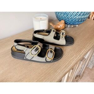 Dolce Vita Platform Sandals Womens Black White Gold Size 8.5